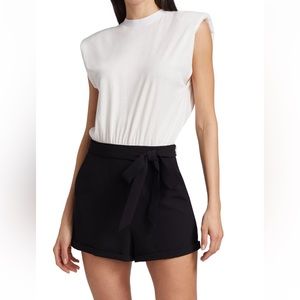 Alice & Olivia Braxton Shoulder Pad Belted Romper - Size 0